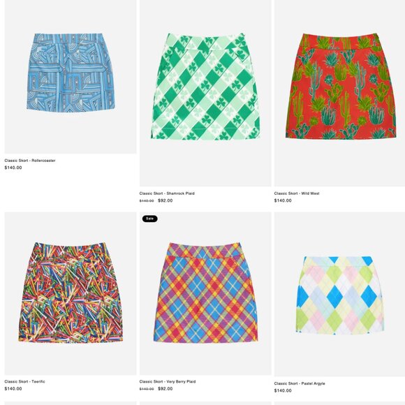 4 Piece Set Loudmouth Golf Skorts Preppy Shorts Skirts Print Funky Retro 90s Y2K - Picture 14 of 15